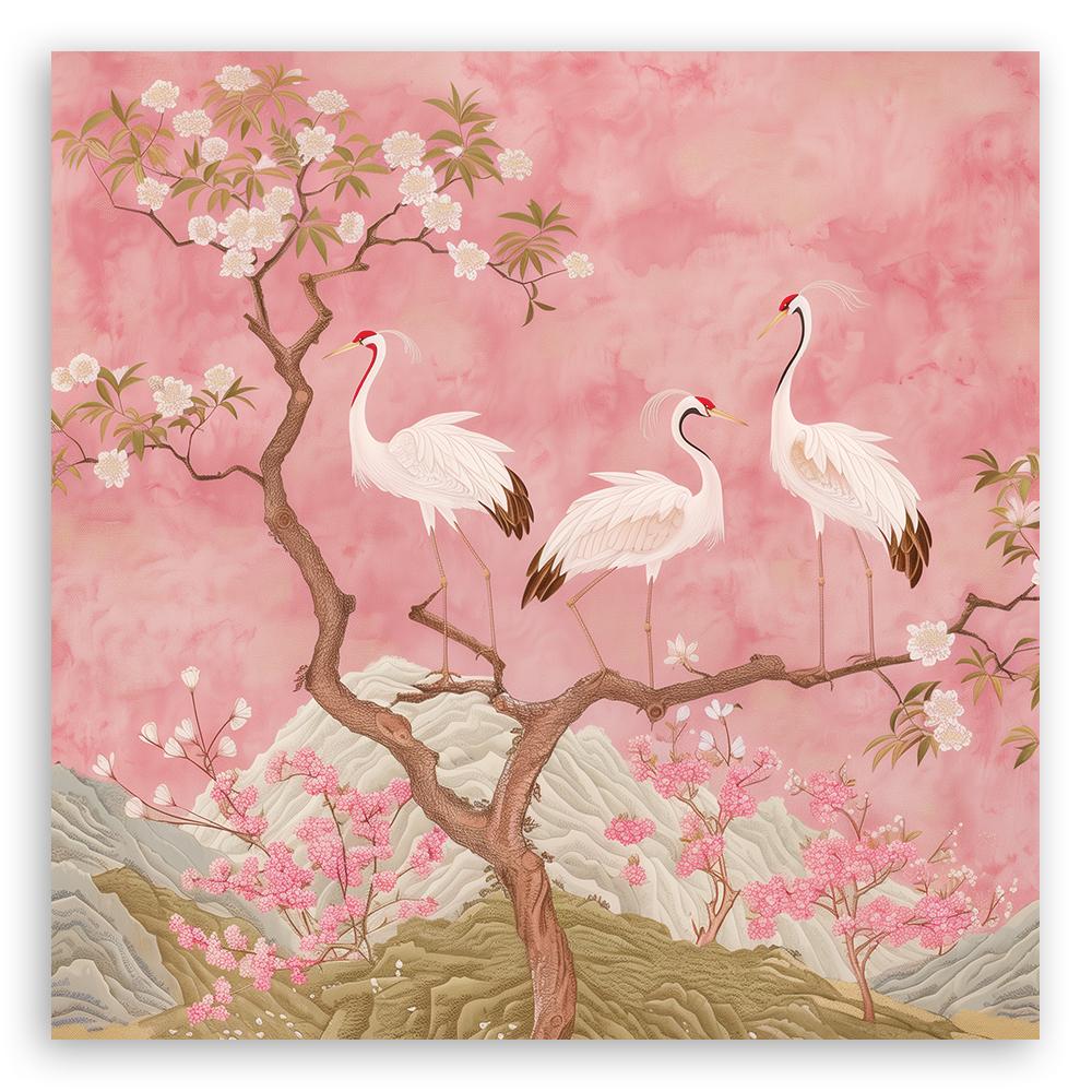 Canvas Print, Cranes Birds Landscape