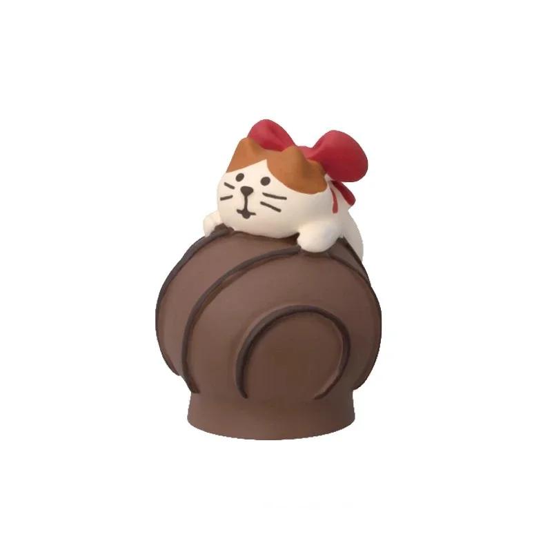 1pc Cat Scene Ornaments Valentine's Day Gifts Chocolate Food and Entertainment INS Strawberry Bread Decoration Resin Ornaments