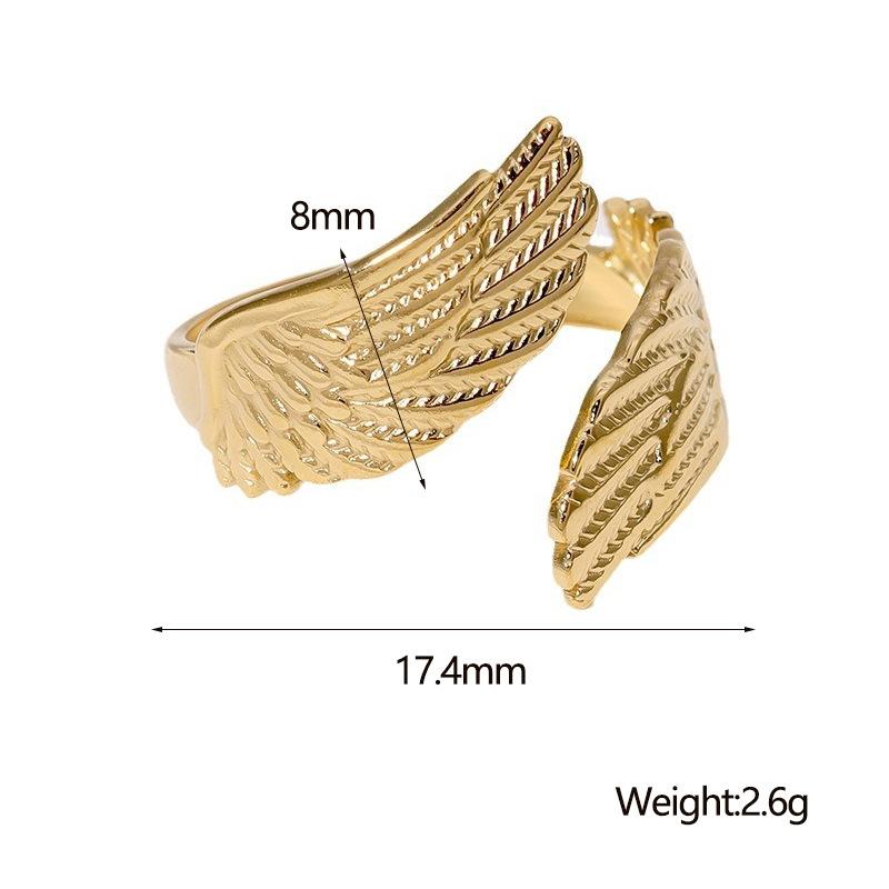 Stainless Steel Rings For Women Men Exaggeration Punk Angel Wings Wide Edged Open Index Finger Ring Charm Jewelry Accessories