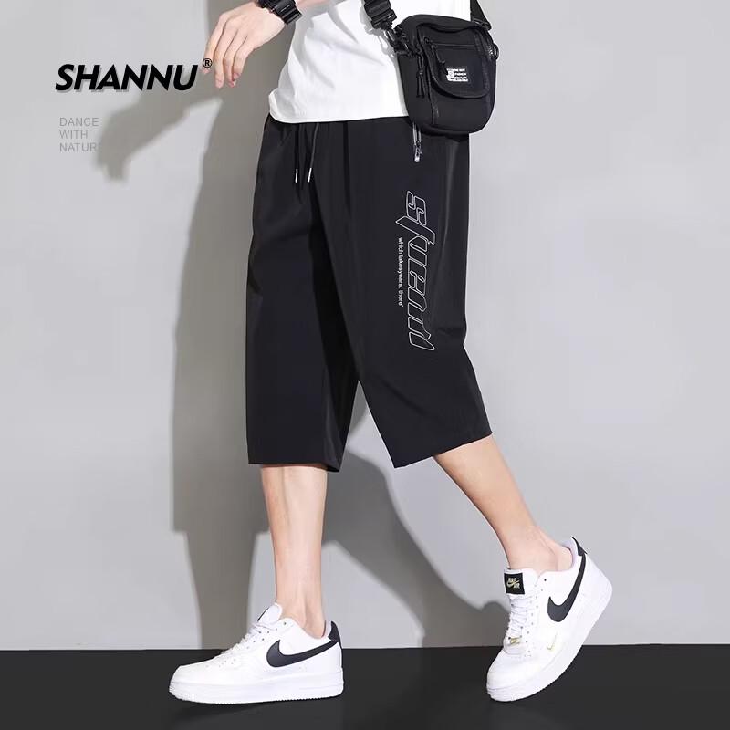 SHANNU Men s Ice Silk Quick-Dry Capri Shorts 4XL