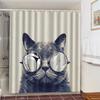 Cat Brushing Teeth Shower Curtain Bathroom Product Waterproof Durable Polyester Fabric Room Decoration cortinas With 12pcs Hooks