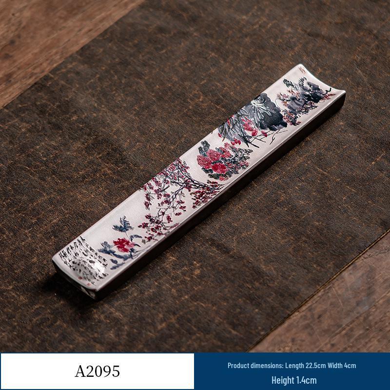 Guochao River & Mountain Ceramic Incense Holder - Retro Incense Stick Tray for Indoor Use