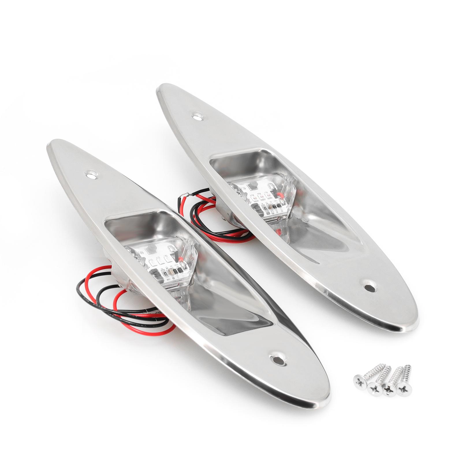 Red Green Navigation Light Stainless Steel Marine Navigation Lamp LED Side Light Sailing Signal Lights For Pontoons Skiers Boat 2pcs