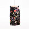 Elegant Hip Skirt Retro Floral Fashion Print High Waist Skirt Knee-length Summer Cool Short Skirt