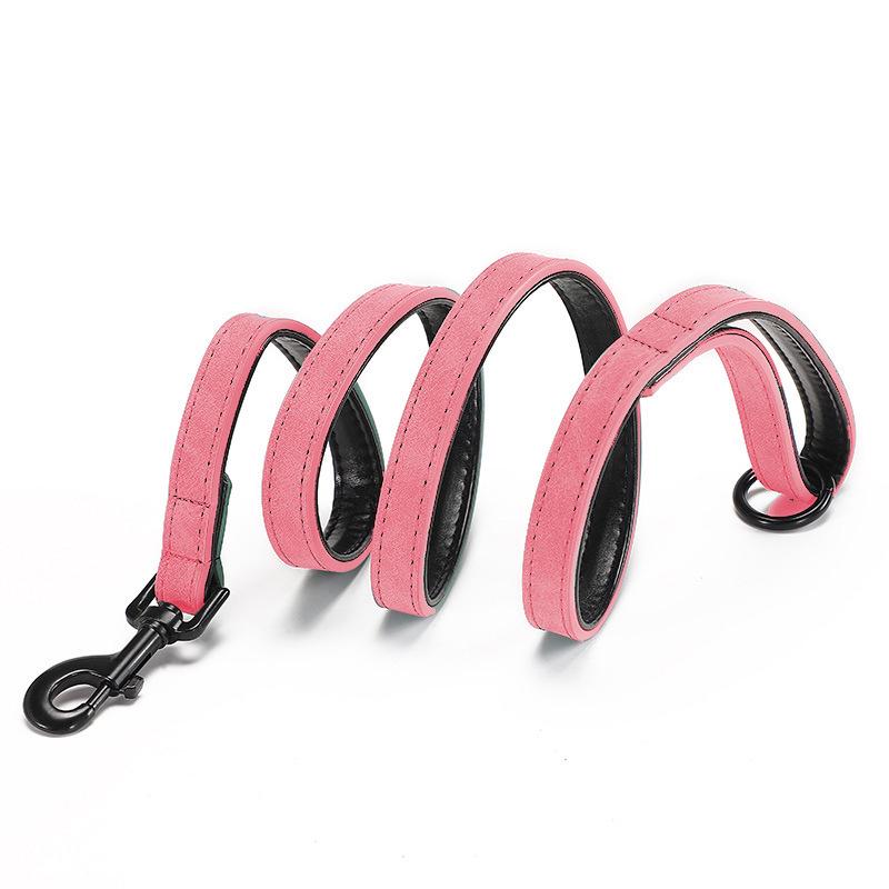 Engravable Microfiber Leather Dog Collar with Adjustable Anti-Lost Tag
