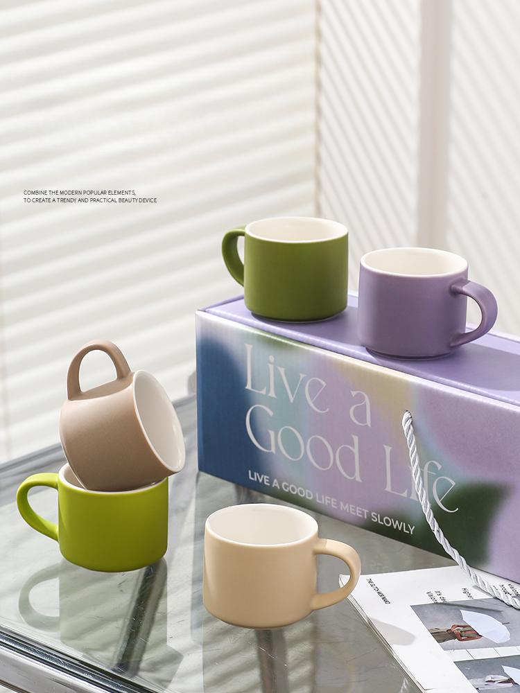 5pcs/set Ceramic Coffee Mugs with Box Small Tea Cups Office Pottery Cups Set Drinking Water Teacup Festival Party Friends Gifts