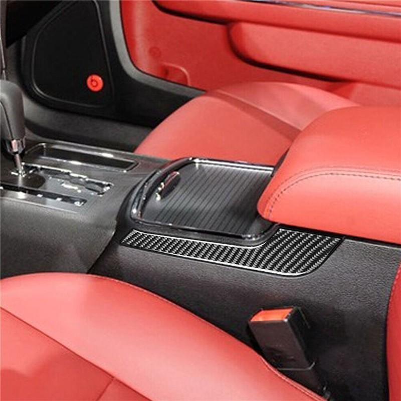 For Dodge Charger 11-14 Real Carbon Fiber Interior Center Cup Holder Cover Trim