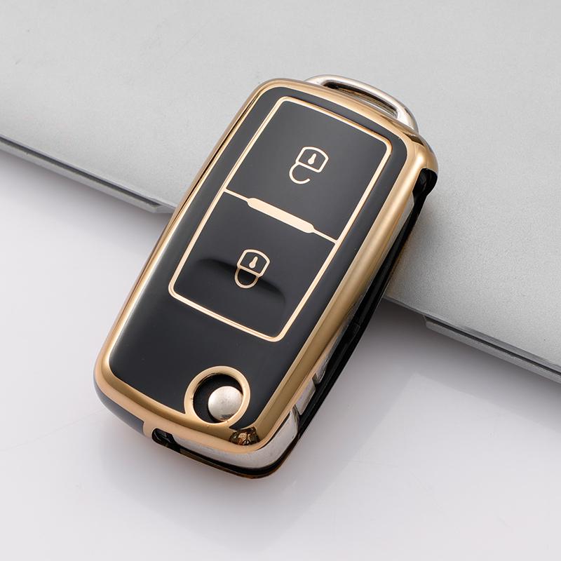 For Vw Volkswagen Amarok Polo Golf 4 5 6 Mk4 Bora Jetta Altea Alhambra Passat B5 B6 B7 2/3 Buttons Tpu Shell Car Key Case Cover