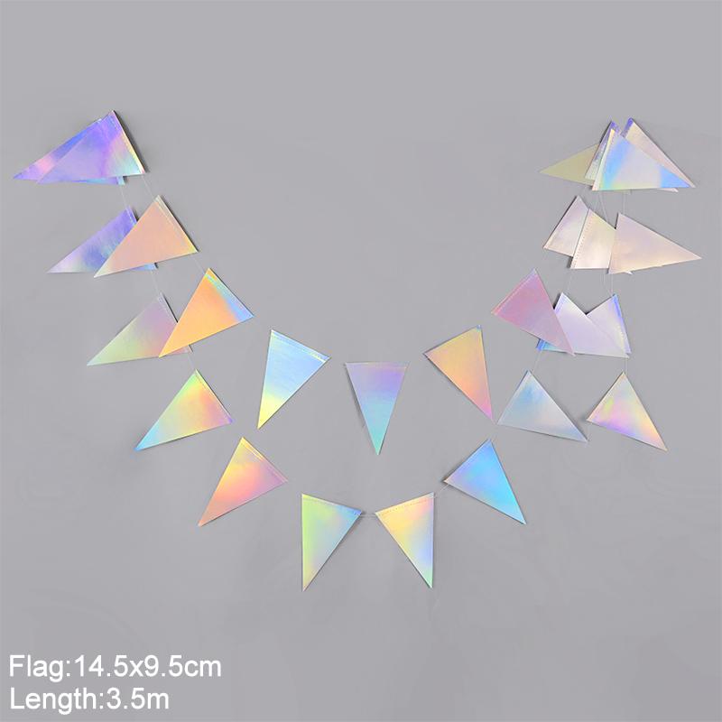 Laser Silver Paper Star Garland Banner Happy Birthday Party Decoration Girl Boy Baby Shower Wedding Christmas Wall Hanging Decor