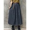 Cotton Blend High Waist Vintage Long Skirt For Women Spring Summer Casual Wear