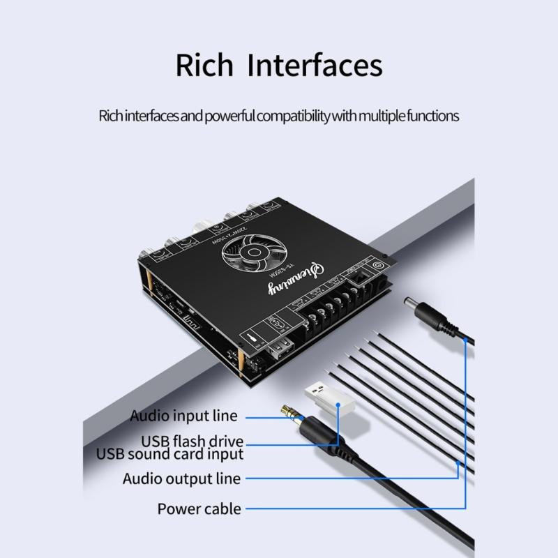 TPA3251 BT5.1 2.1 Channel Amplifier Board 220Wx2+350W Overvoltage Undervoltage Overheating Short Circuits Protections