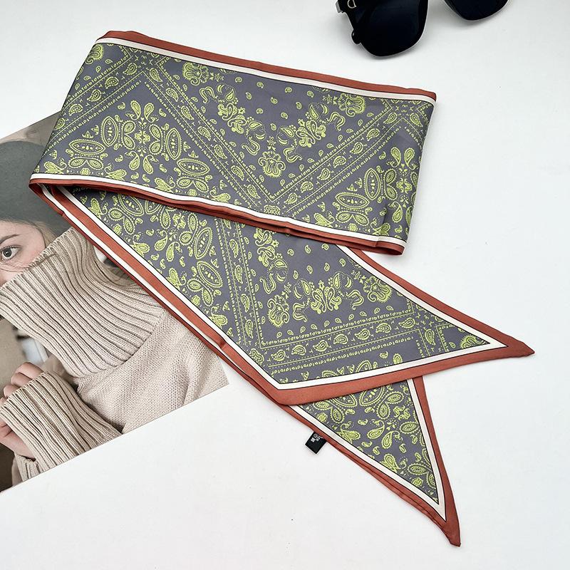 Double-sided Long Strip Small Silk Scarf Women's Professional Wear Spring and Summer New Decorative Small Scarf Tied Hair Band Streamer