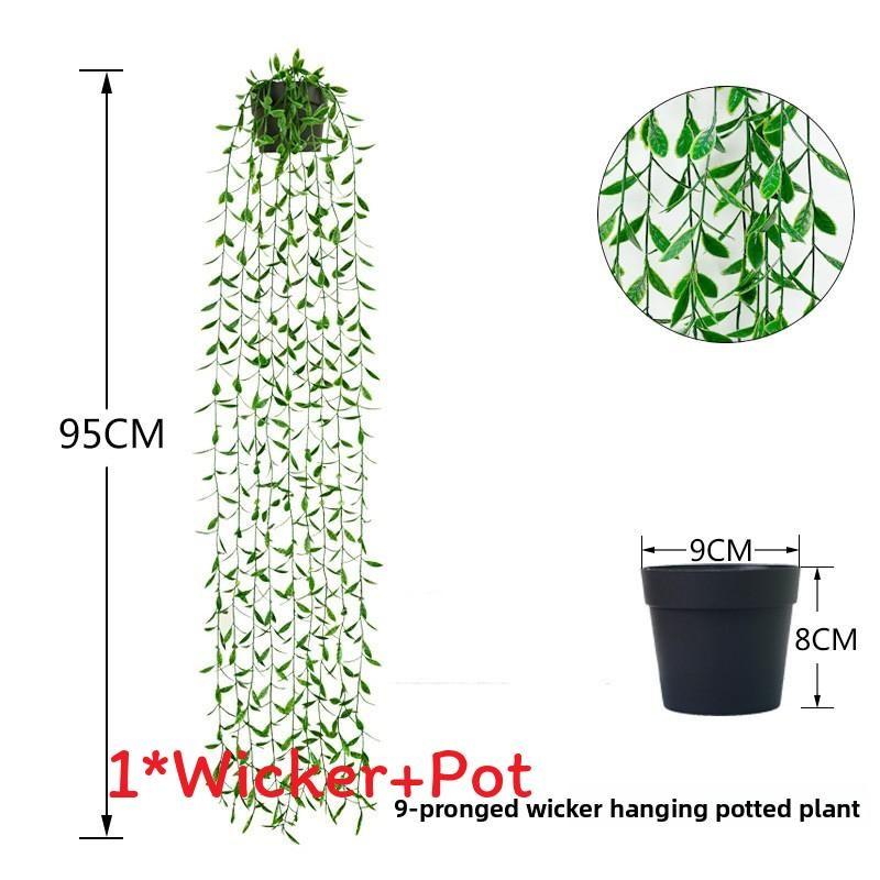 Faux Hanging Vine Plant With Green Leaves For Balcony And Party Decoration