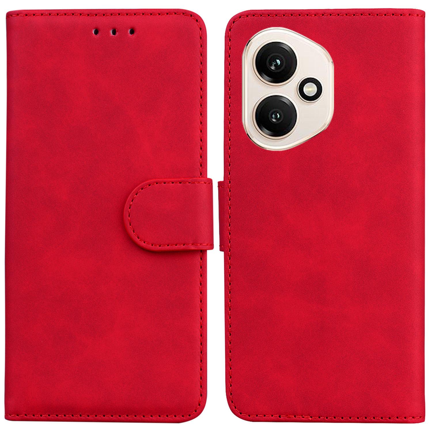 

Для Honor 400 5G (Глобальный) Чехол Однотонный Кожаный Кошелек Чехол для Телефона Red