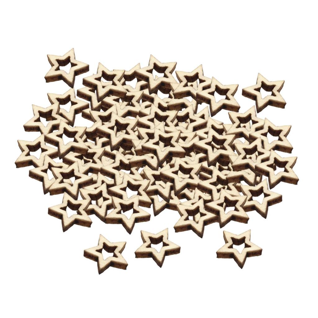 100 Hollow Wood Stars, Versatile Cutouts And Decorations for Year-round Celebrations Christmas