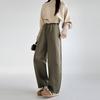 Khaki High-waisted Straight-leg Pants Women's Pants Spring and Autumn New Thin Nine-point Casual Pants Small Wide-leg Pants