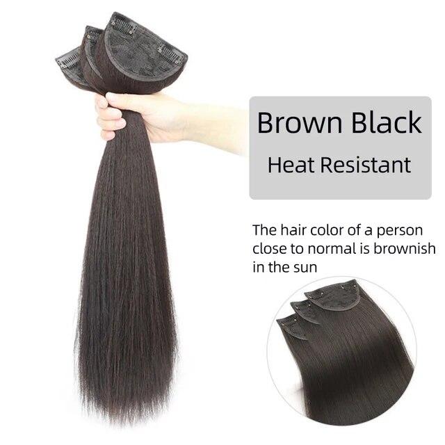 Extensii de păr sintetic, lung, drept, ondulat, ondulat, perucă falsă naturală, cu clipă pentru femeie, o singură bucată pentru femei