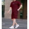Men Solid Color 2 Piece Outfit Short Sleeve T-Shirt And Cargo Shorts Set With Zipper Pockets