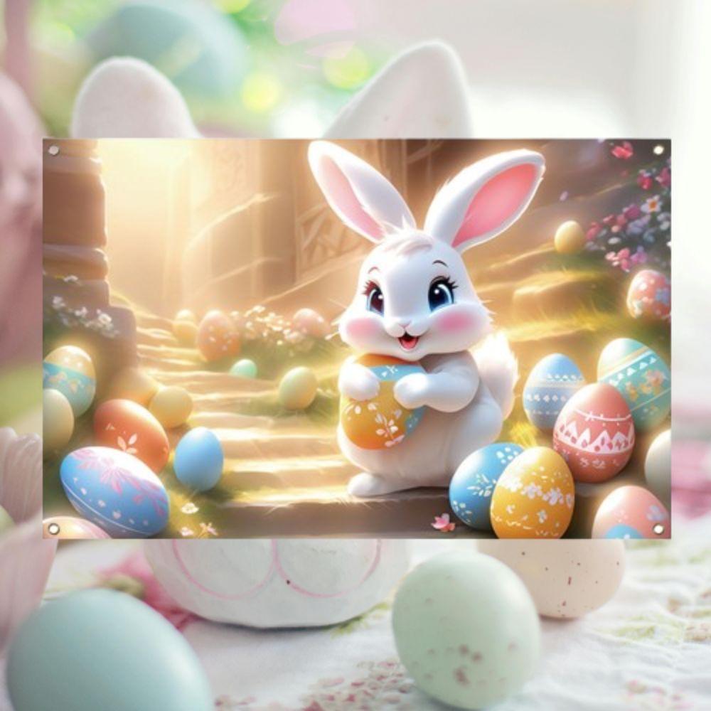 180*110cm Easter Photography Backdrop Cartoon Easter Hanging Banner  Happy Easter Decoration