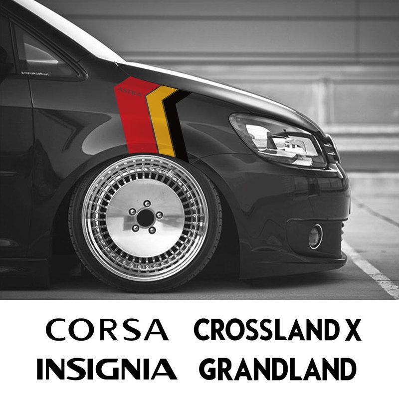 2pcs Car 3 Color Stickers For Opel Astra Corsa ignia Opc Vectra Zafira Grandland Meriva Mokka Crossland X Auto Accessories