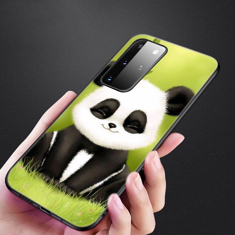Chinesische Bär Panda Handyhülle für Samsung Galaxy S22 Pro S21 S20 Ultra FE S10 Lite 5G S10E S9 S8 Plus Weiche TPU Schwarze Hülle