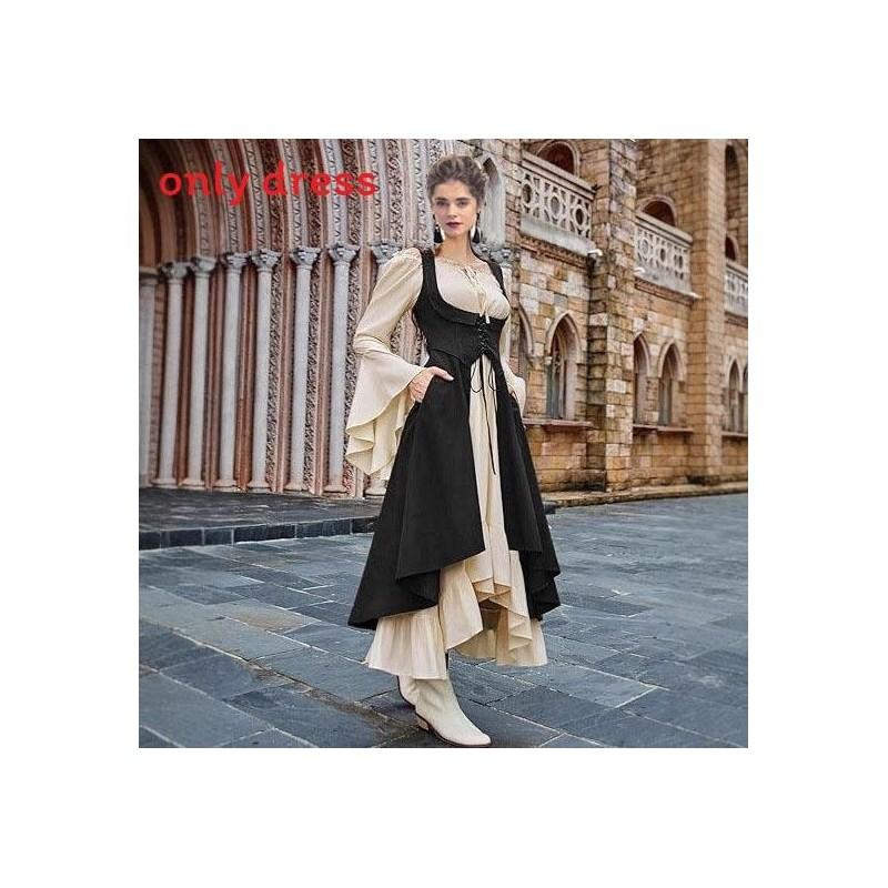 European Medieval Stage Gown With Spliced Polyester And Spandex Fabric For Theatrical Events