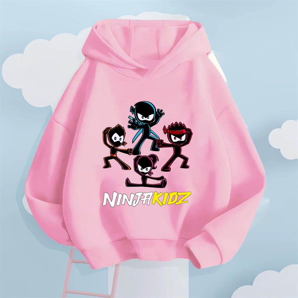 Cartoon Ninja Muster Kinder Herbst und Winter Langarm Pullover Herbst und Winter Neuer Stil Plüsch Freizeit Pullover
