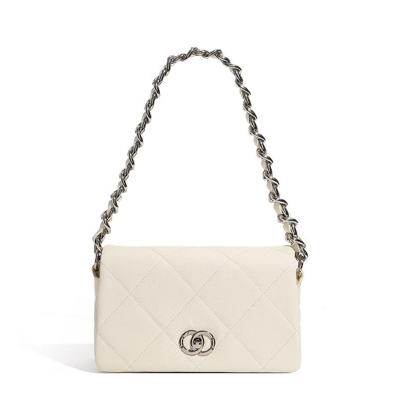 Leather Women S Bag Summer Caviar Pattern Small Fragrant Wind Rhombus Chain Single Shoulder Messenger Bag Versatile 22*8*13