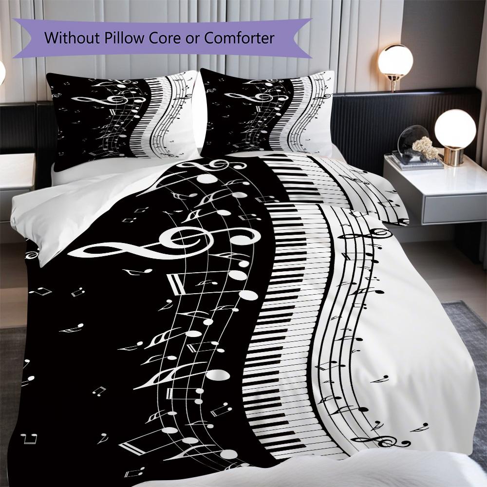 1PC Music, guitar Theme Bedding Quilt Set Quilt Cover Pillowcase Home Decoration Birthday Gift (1 * duvet cover + 2 * pillowcase, without core)