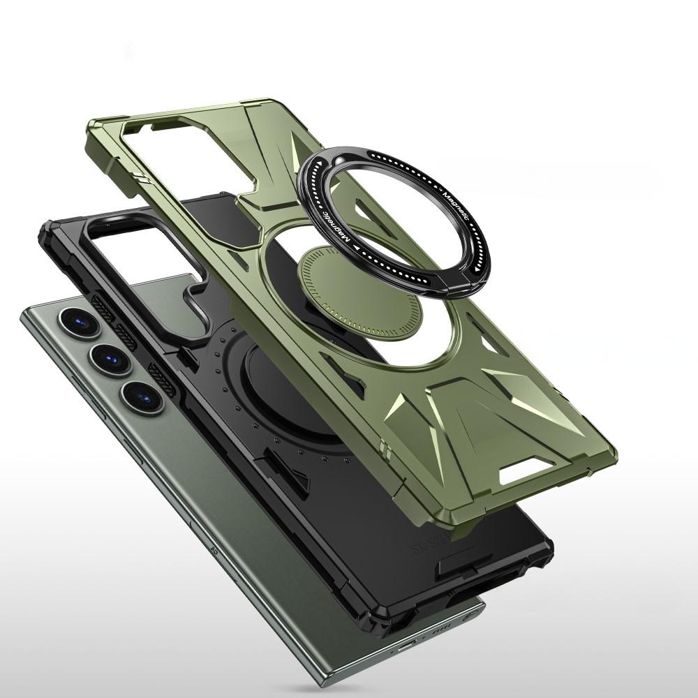 Samsung Galaxy S24 Ultra Case, Armored with a Stand and a Handle Plate, Green
