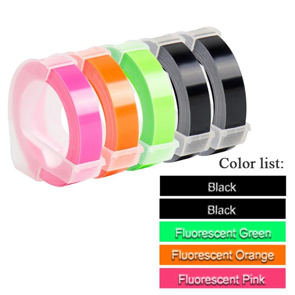 Red MoTex E101 Label Maker Machine Mini Printer Compatible for Dymo 3D Embossing Tape Manual Typewriter Embossing Label Maker