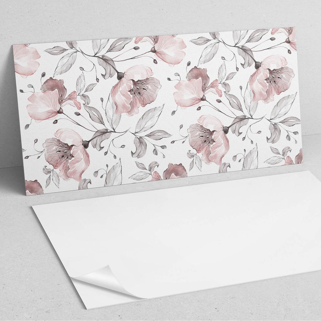 Panel Dekoracyjny Winylowy Samoprzylepny Z Nadrukiem 120X60 Cm Kwiatowy Wzór Akwarelowy