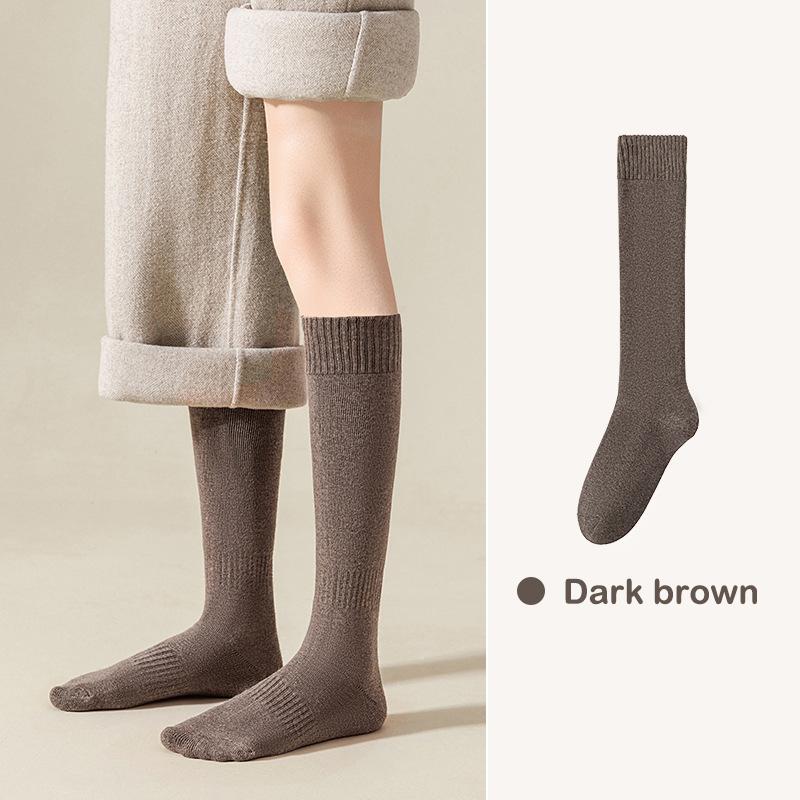 Winter Warm Long Socks Tube Thick High Tube Over Knee Knee-Length Hosiery Socks Terry Solid Color Women Thicken Calf Socking