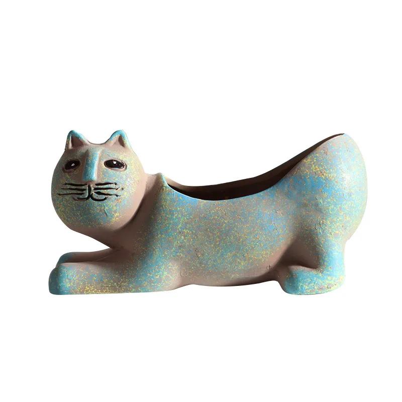 Ceramic Cartoon Cat Flower Pot Creative Succulents Plant Pots Desk Tabletop Ornaments Garden Indoor Plants Vase Home Decoration