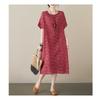 Ancient Red Small Copper Literary Loose Casual Dress Women