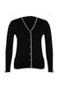 Women's Style Plus Size Black Gold Button Detailed Striped Knitted Cardigan