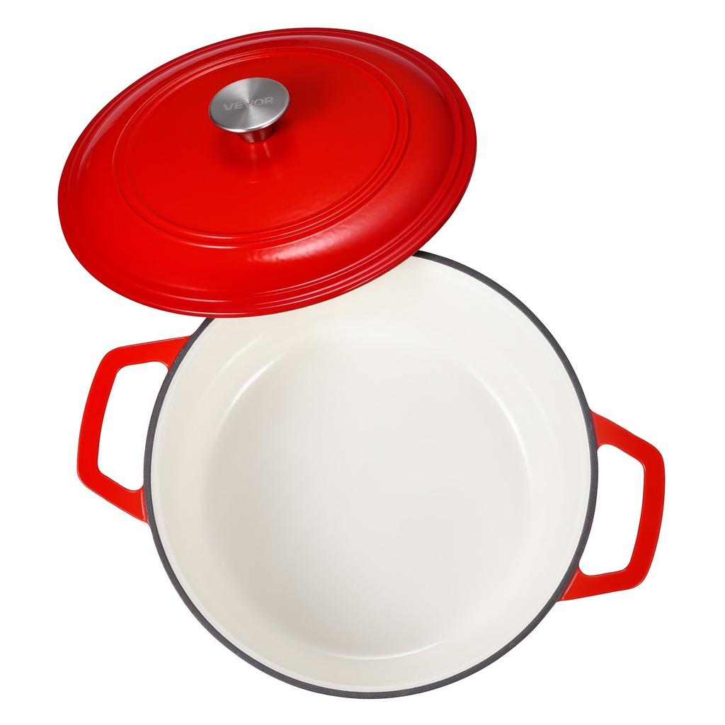 Enameled Cast Iron Dutch Oven, 5.7L Pot with Lid and Dual Handles, Heavy-Duty Durable Cookware Pan, Oven Induction Compatible up to 260 , for