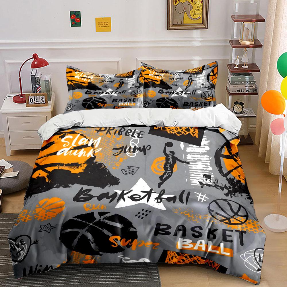 Basketball-Themed Three-Piece Set Design Exquisite Three-Piece Bedding Set Gift For Kids And Adults