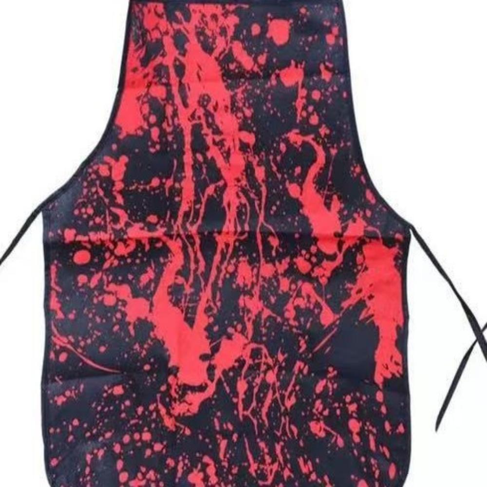 Halloween Fake Blood Apron with Handprints Oil Resistant Costume Party Stage Prop Apron