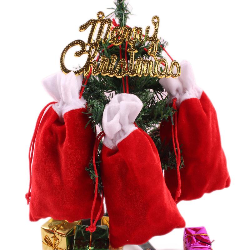 Pack of 12 Red and White Velvet Drawstring Christmas Bags Bag Pouches Santa Bags