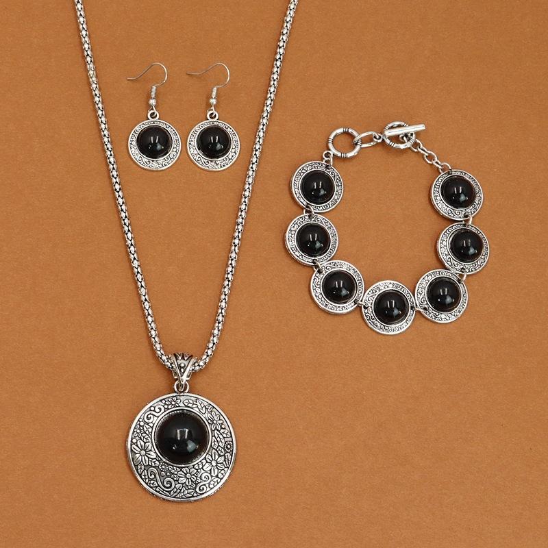 

Богемный винтажный стиль, бирюзовое ожерелье, круглое ожерелье с бриллиантами, браслет, серьги, комплект ювелирных изделий