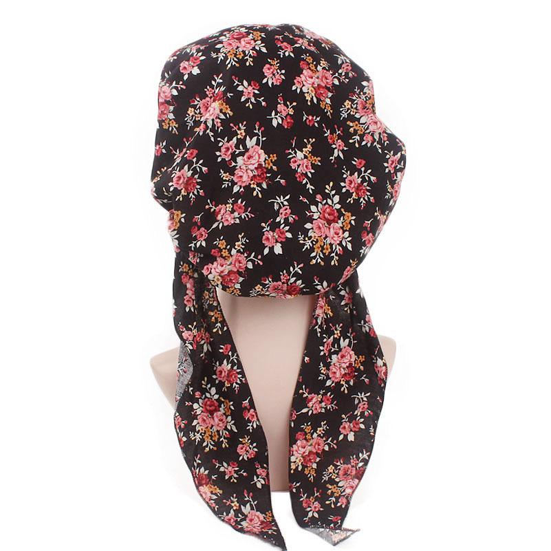 Women's Muslim Hijab Cancer Chemo Caps Flower Print Turban Cap Hair Loss Headscarf Elastic Cotton muslim Hijab Scarf Headwear