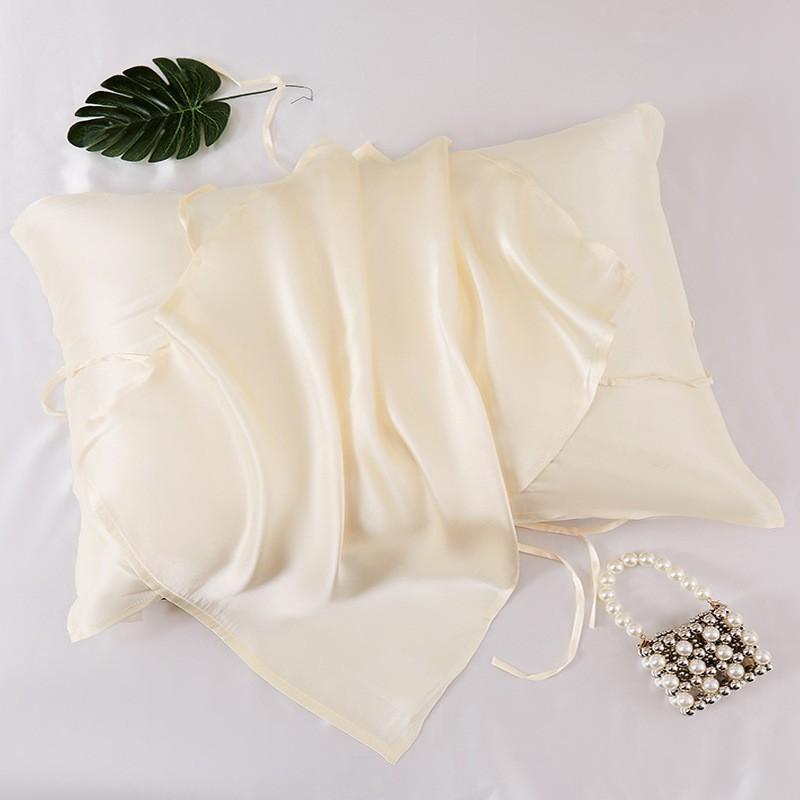 100% Pure Mulberry Silk Pillowcase With Tie - Soft Breathable Sleep Accessory Sensitive Skin