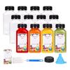 M-Modern-12Pcs Plastic Juice Bottles With Tamper Evident Caps, Reusable Clear Juice Containers With Labels, Funnel And Brush