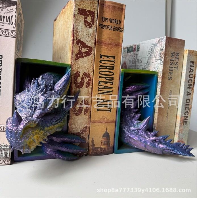 

Смола Дракон Змея Книжная подставка Касай Дракон Декор для книжной полки Фэнтези Скульптура для книжного уголка Американский стиль Домашнее украшение