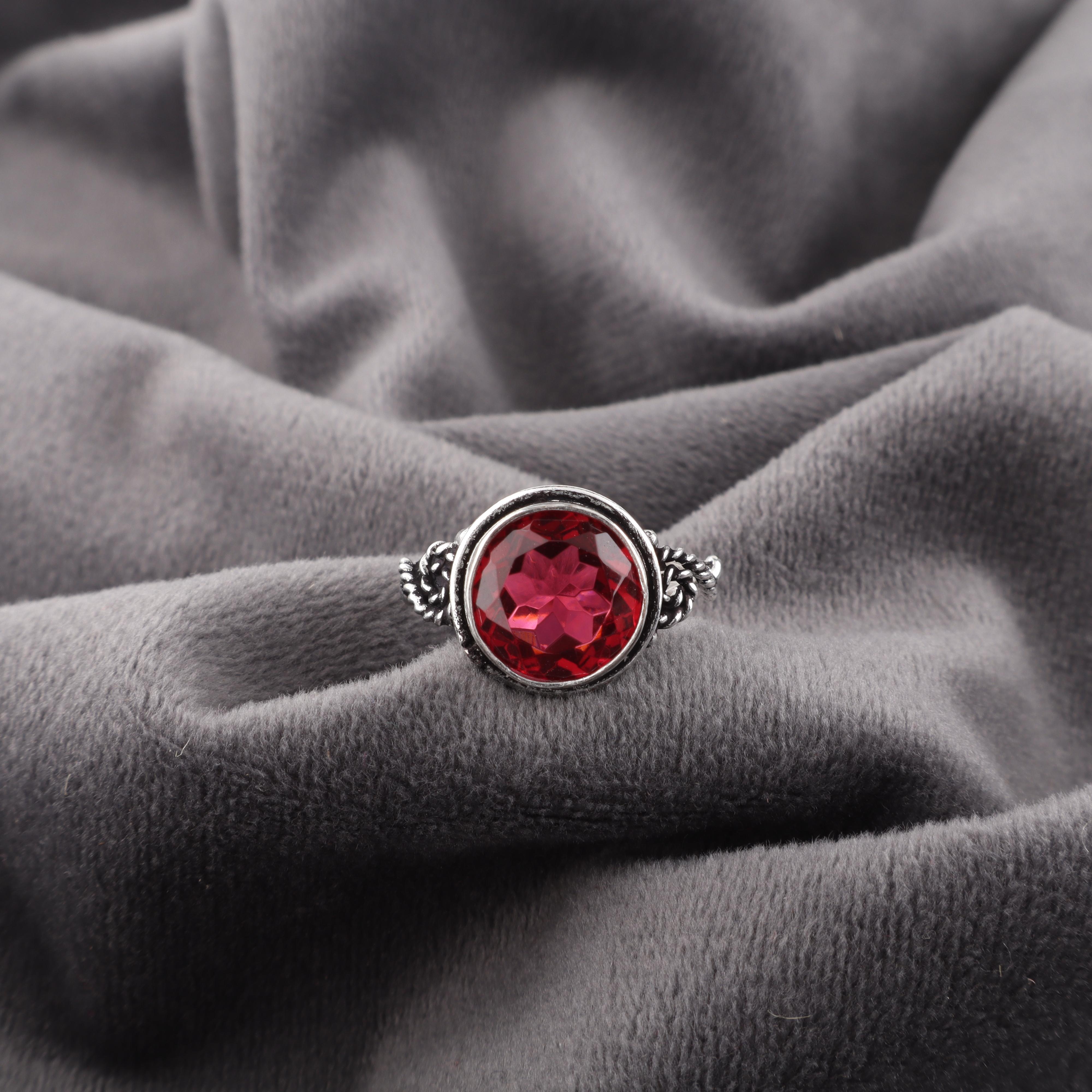 

Rubellite Ring, Handmade Gemstone Ring 925 Sterling Silver Ring Dainty Jewelry, For Engagement Gift 12 рожевий