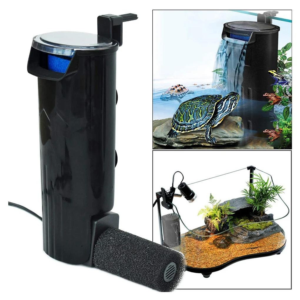 Aquariumfilter 5W Niedriger Wasserstand Reptilienfilter Hängender Wasserfall Kunststoff Reinigung Wasserpumpe Wasserzirkulation Schildkröte