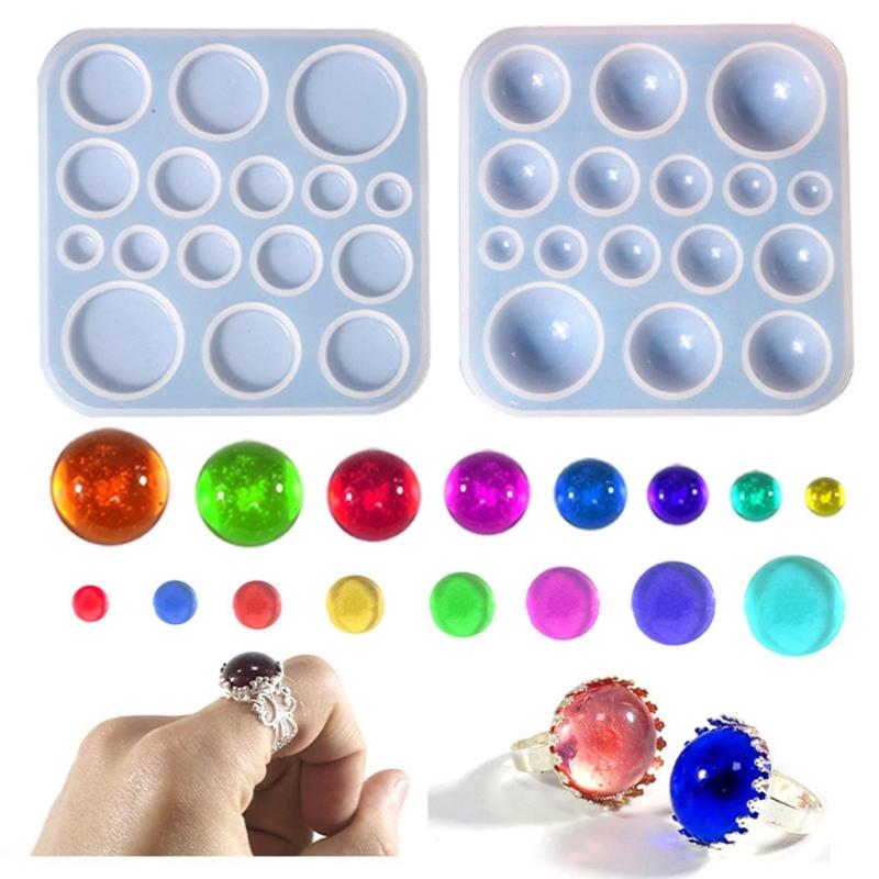 DIY Round Gem Patch Rings Silicone Epoxy Mold DIY Ornaments Pendant Jewelry Crafting Mould for Valentines Love Gift