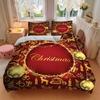 3Pcs Golden Christmas Decorations Bedding Sets For All Sizes New 3D Printed Bed Cover Comforter Duvet Cover Pillowcase Bedroom Decoration