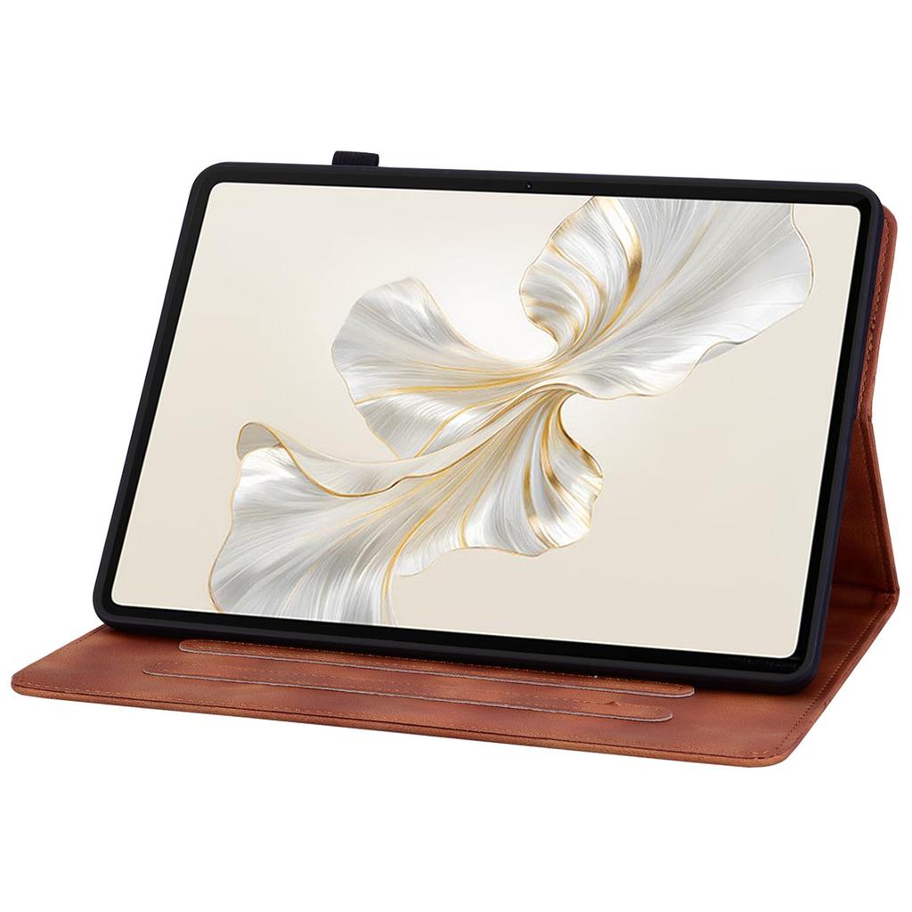 For Honor Pad 9 Case with Card Slots Lily Flower Imprint Leather Stand Tablet Cover